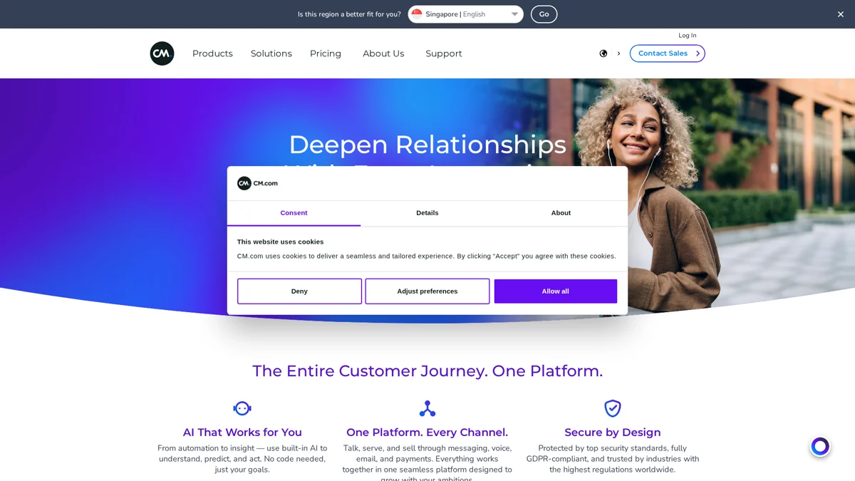 CM.com landing page