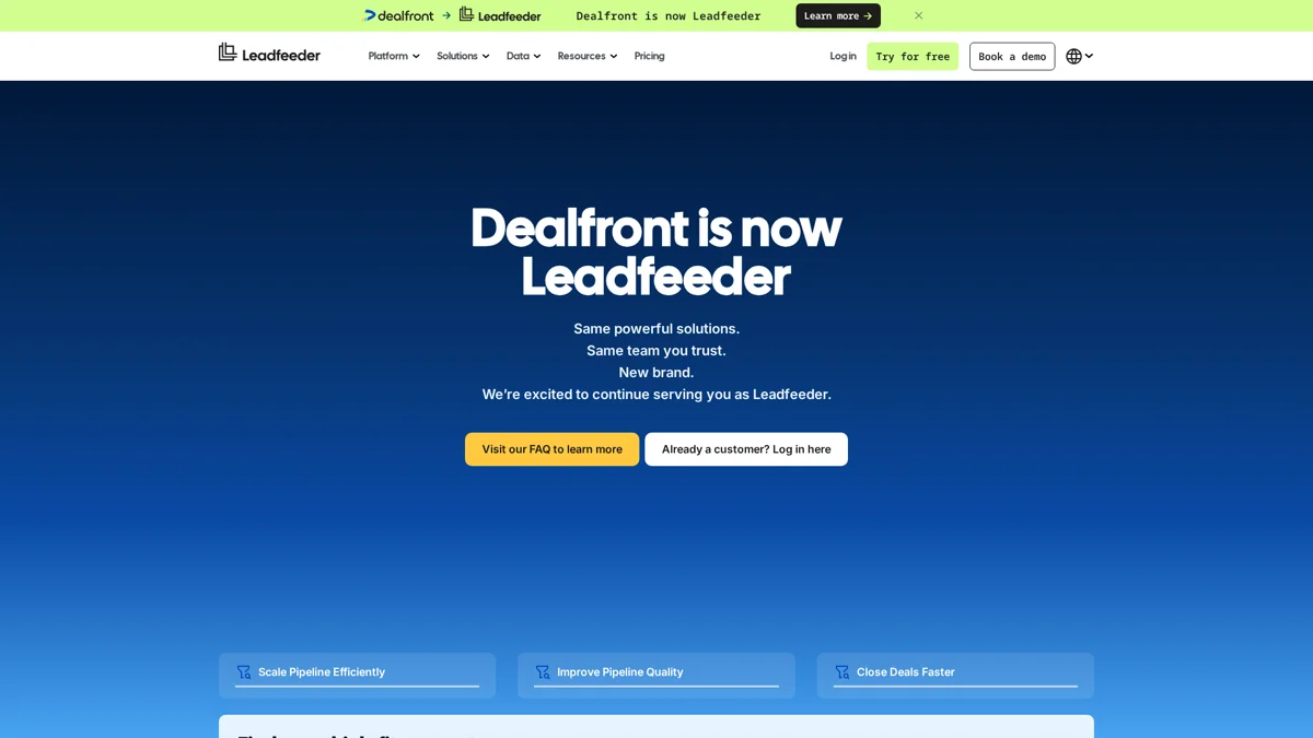 Dealfront landing page