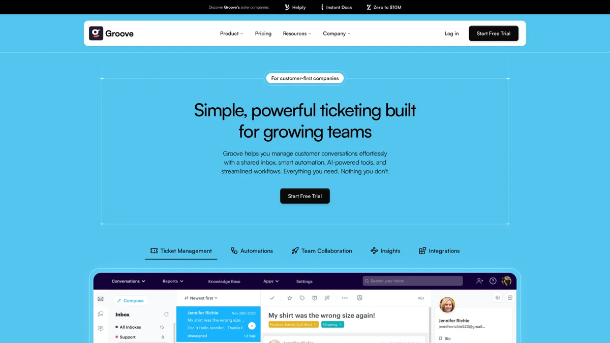 Groove landing page