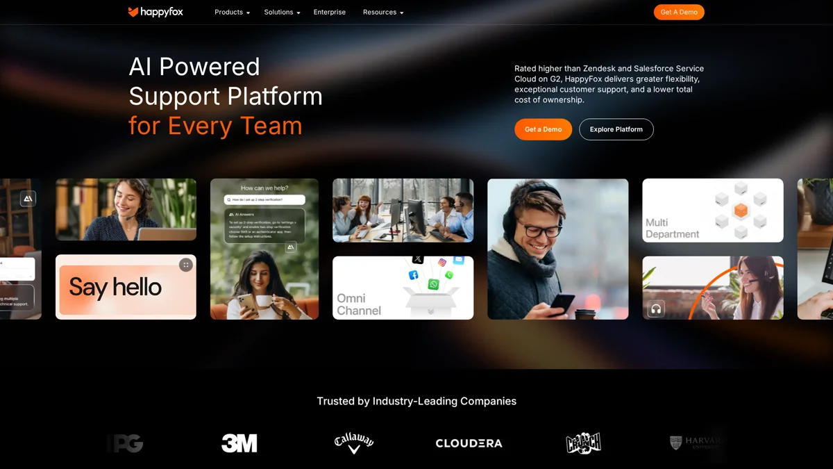 HappyFox landing page
