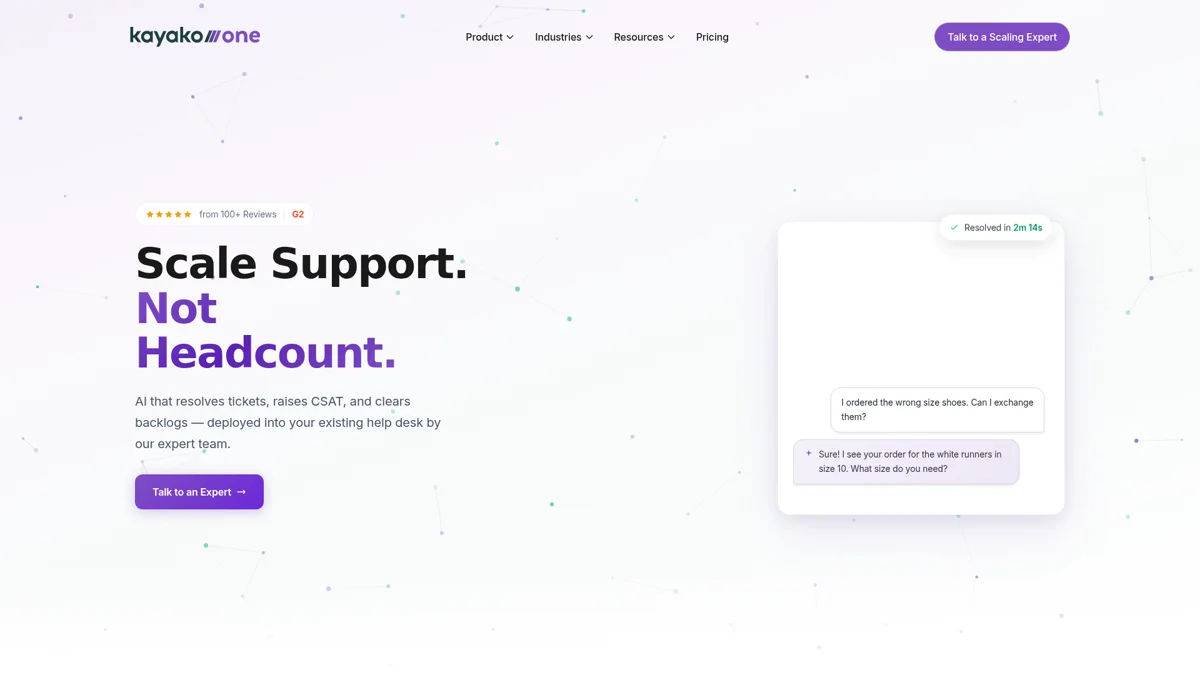 Kayako landing page