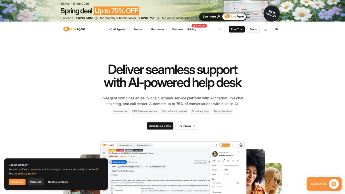 LiveAgent landing page