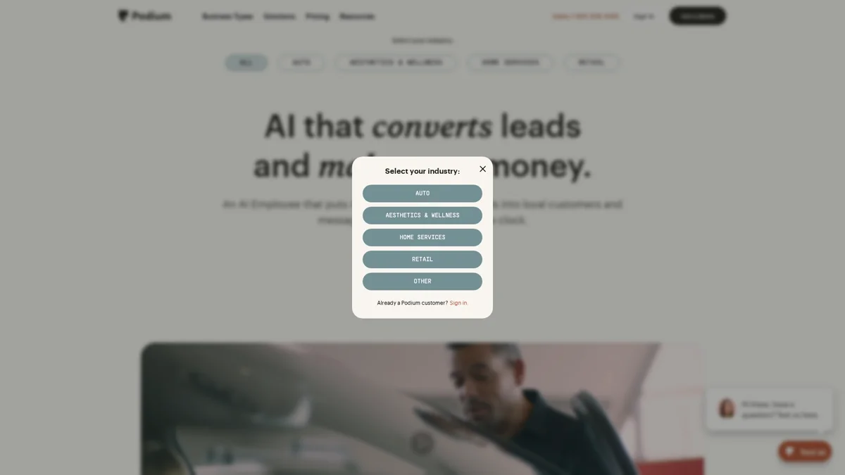 Podium landing page