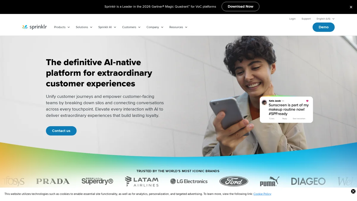Sprinklr landing page