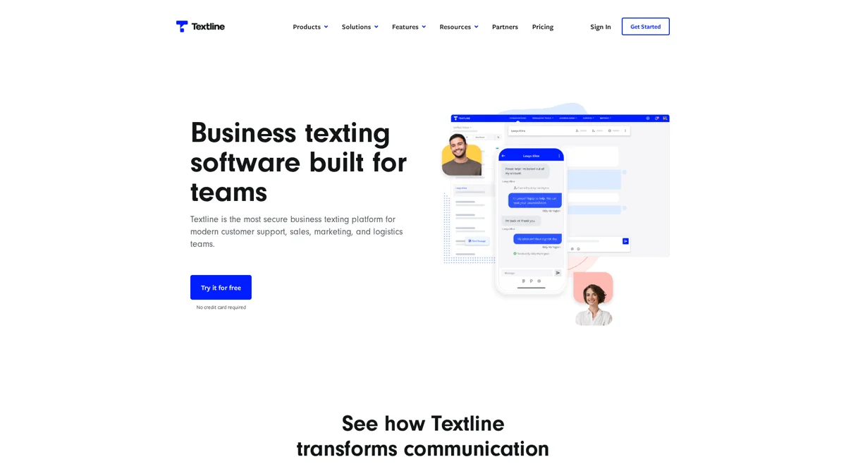 Textline landing page