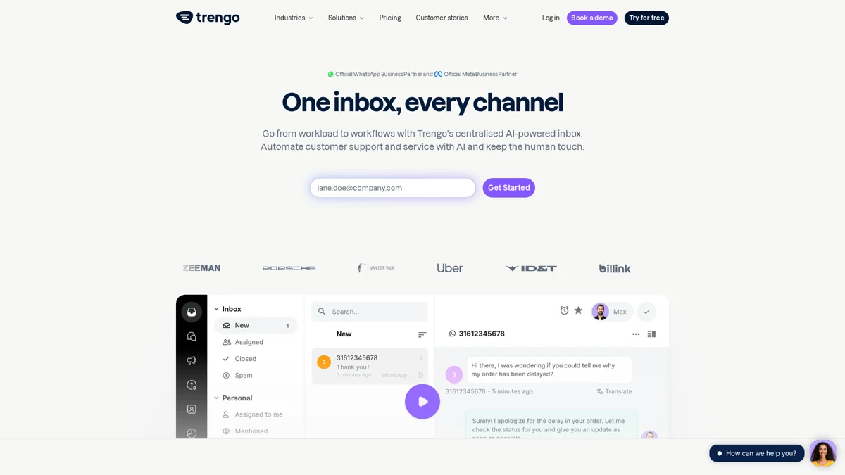 Trengo landing page