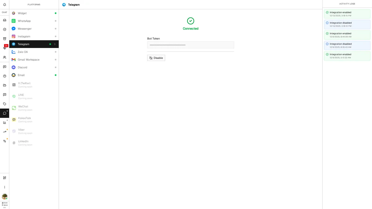 Platform activity logs